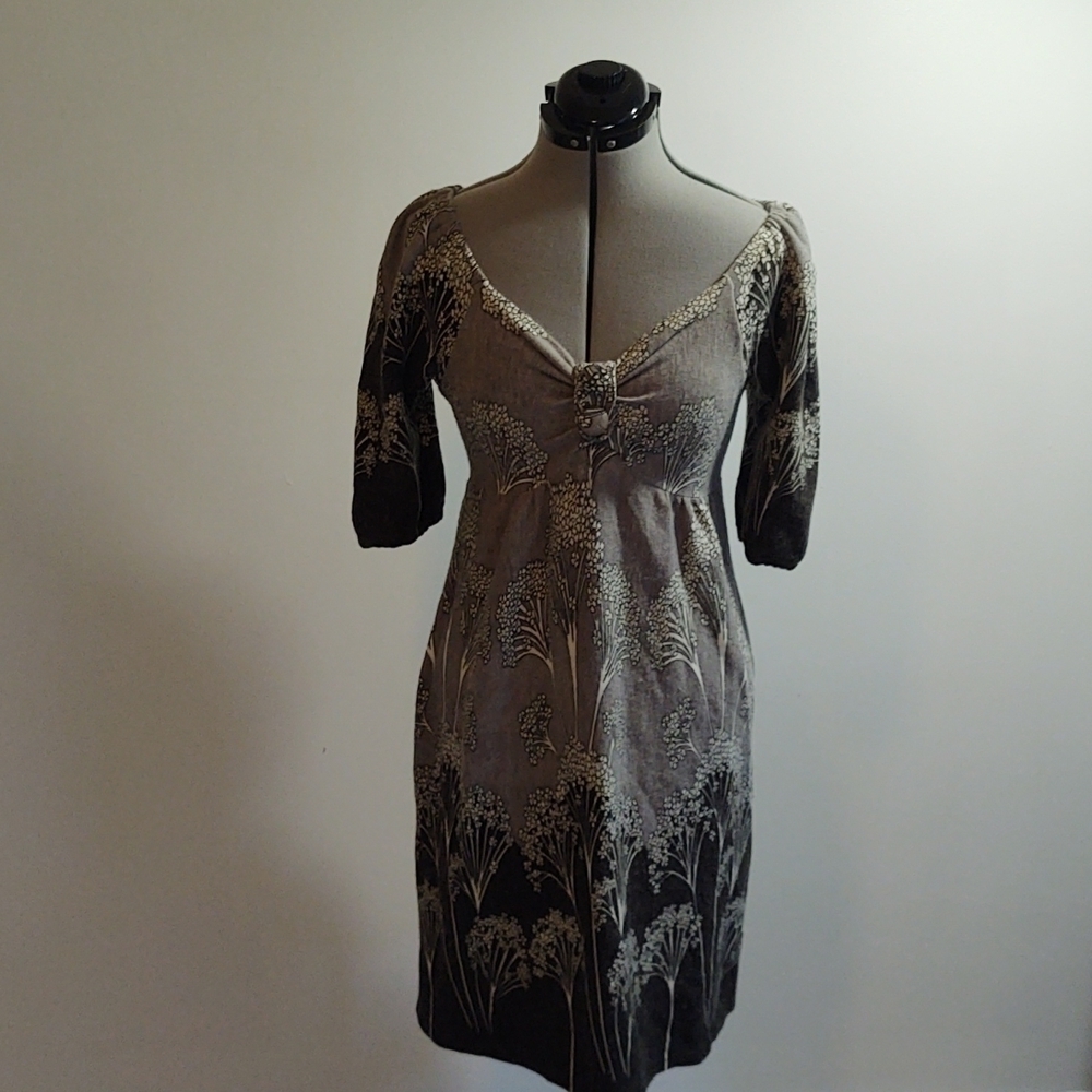 Aryeh Flowering Tree Patterned Babydoll Sweater Dress Sz S